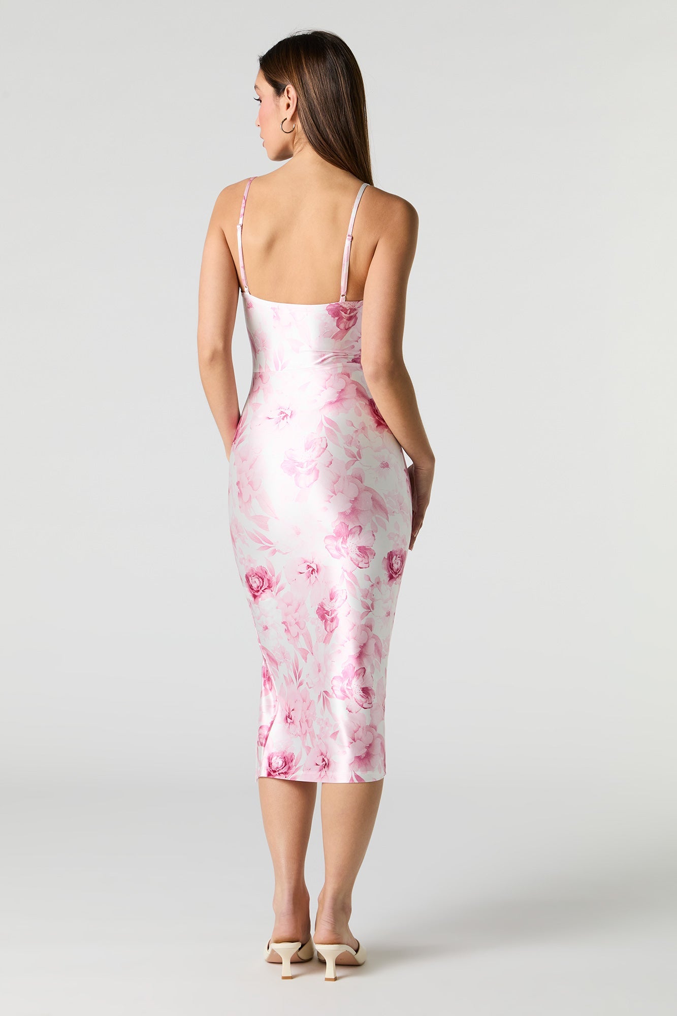 Satin Bustier Bodycon Midi Dress