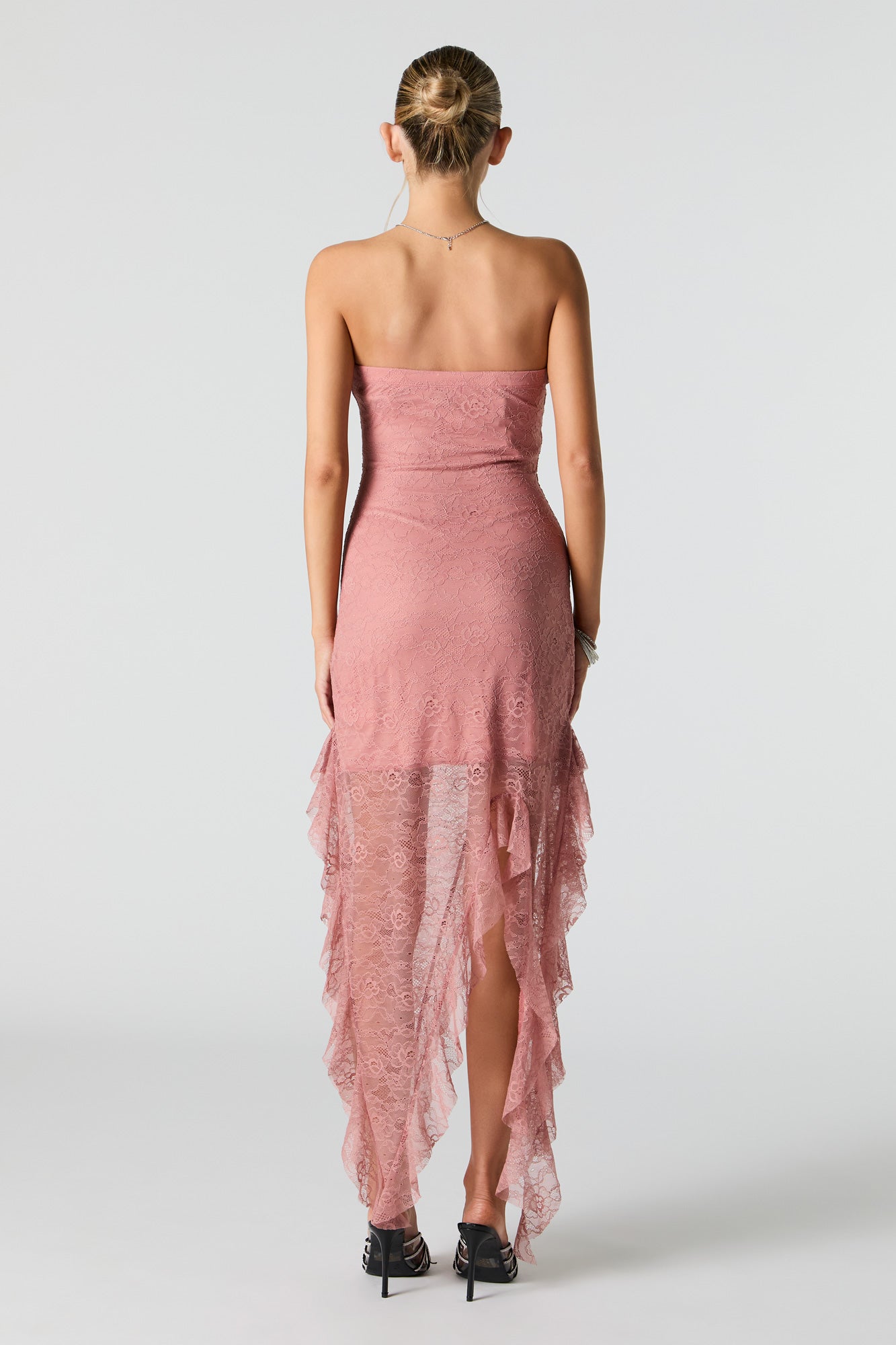 Floral Lace Asymmetrical Tube Dress
